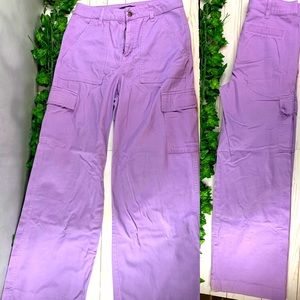 Wide Leg Purple Cargo Pant- M